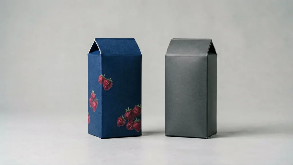 Two unbranded carton-sized boxes arranged side by side for comparison