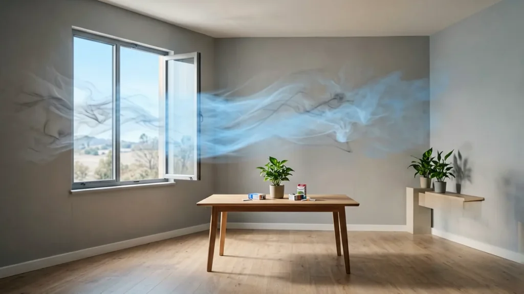 Open window in an empty home illustrating clean airflow and second-hand smoke awareness
